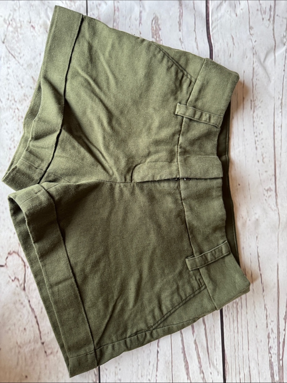 Express Women's Olive Green Flat Front Shorts
